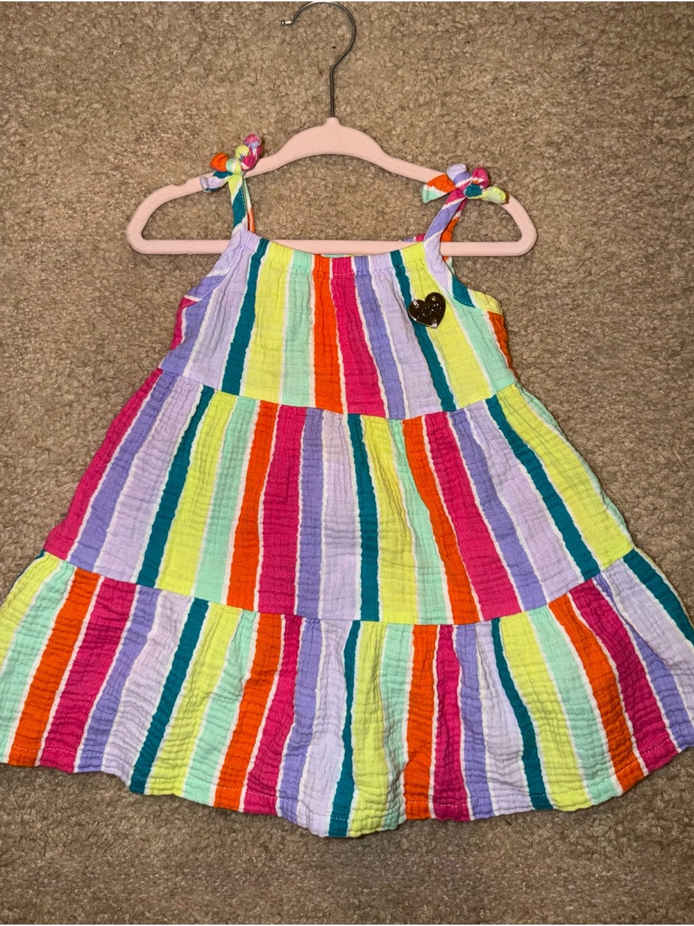Toddler Girls Juicy Couture Multicolor Striped Dress with Knot Straps